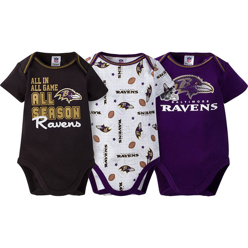 2016 Gerber Baby Boys Baltimore Ravens Bodysuits 3 Pack Size 0/3 Months