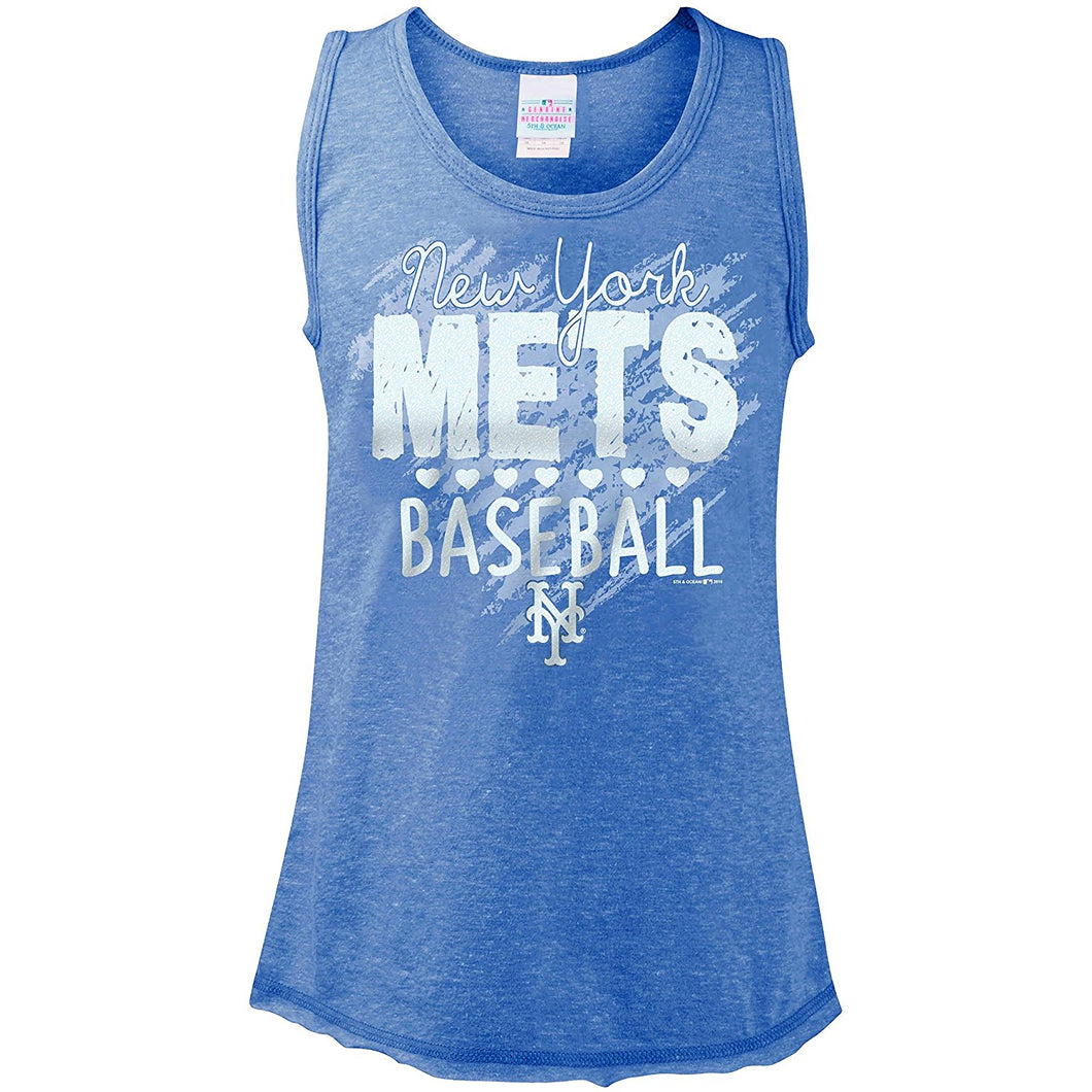 Girls New York Mets 5th & Ocean Glitter Tri-Blend Tank Top 10/12