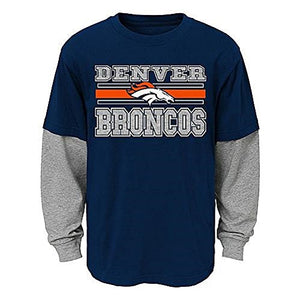 Campus Lifestyle Boys Denver Broncos Layered Look Tee Shirt Size 14-16