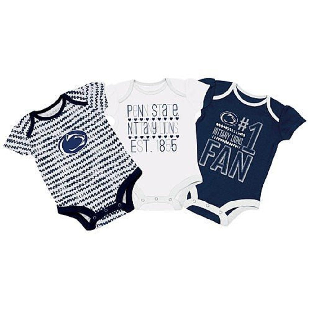 Baby Girls Penn State Nittany Lions 3 Pack Bodysuits Size 6-9 Months