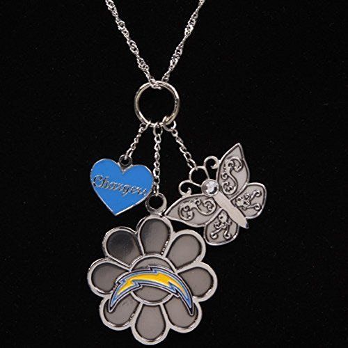 Girls San Diego Chargers Silver-tone Heart & Butterfly Necklace